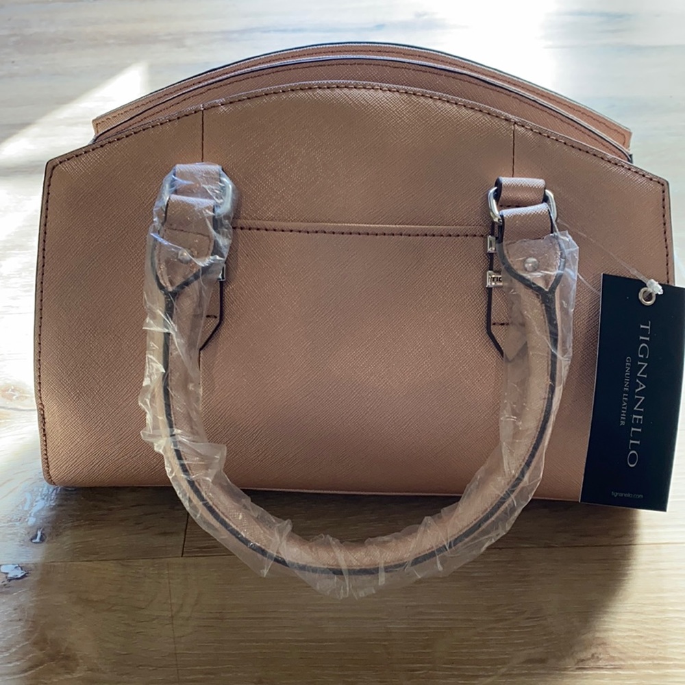 Tignanello Carryall Satchel Rose Metallic Handbag